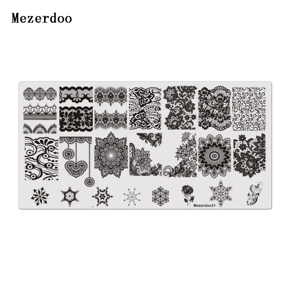 1Pc Rectangle Stamping Plate Nail Art Stamp Template Lace Flower Design Image Plate 12*6cm Mezerdoo 31 2