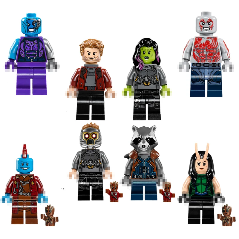 

8 Style Minecraft Toy Building Blocks Guardians of the Galaxy Action Figures Lord Rocket Racoon Marvel Christmas Toys For Kids