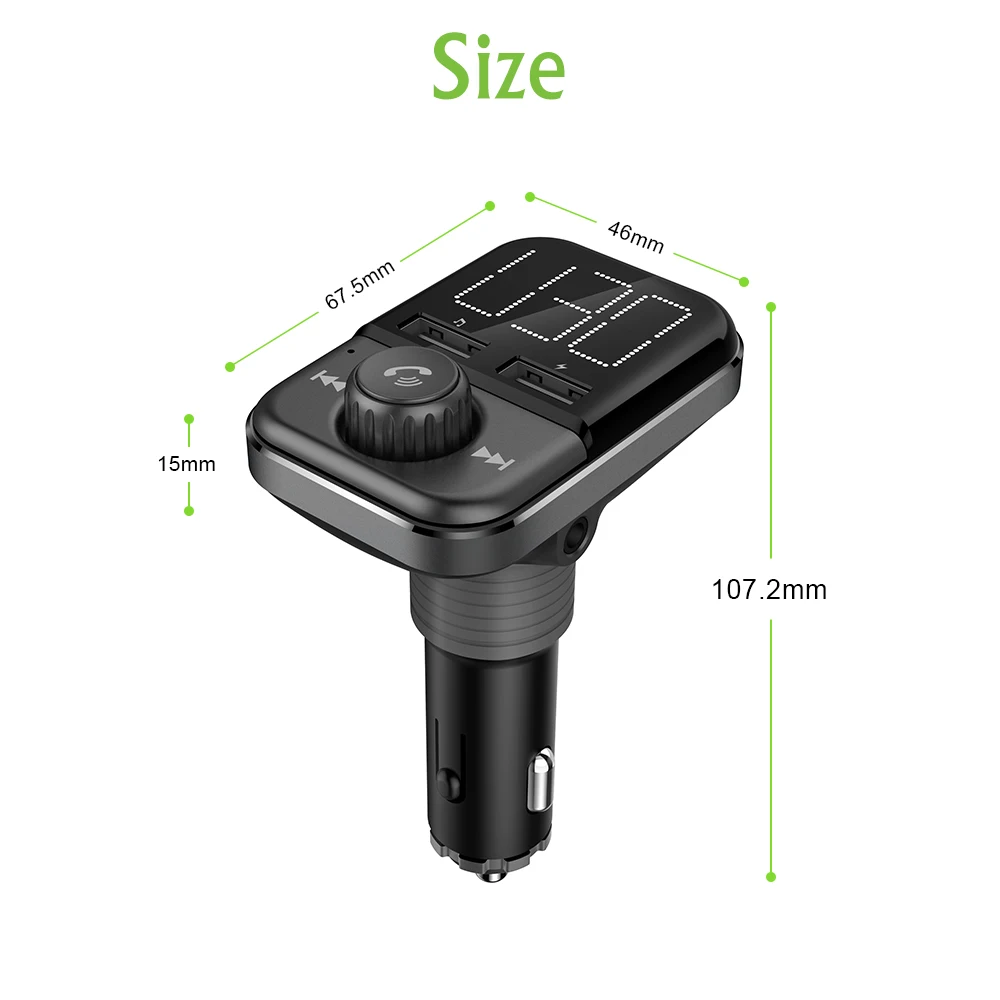 Fm-передатчик, Bluetooth, автомобильный трансмиссор, Handsfree, TF модулятор, трансмиттер, радио, MP3, двойной USB, автомобильное зарядное устройство