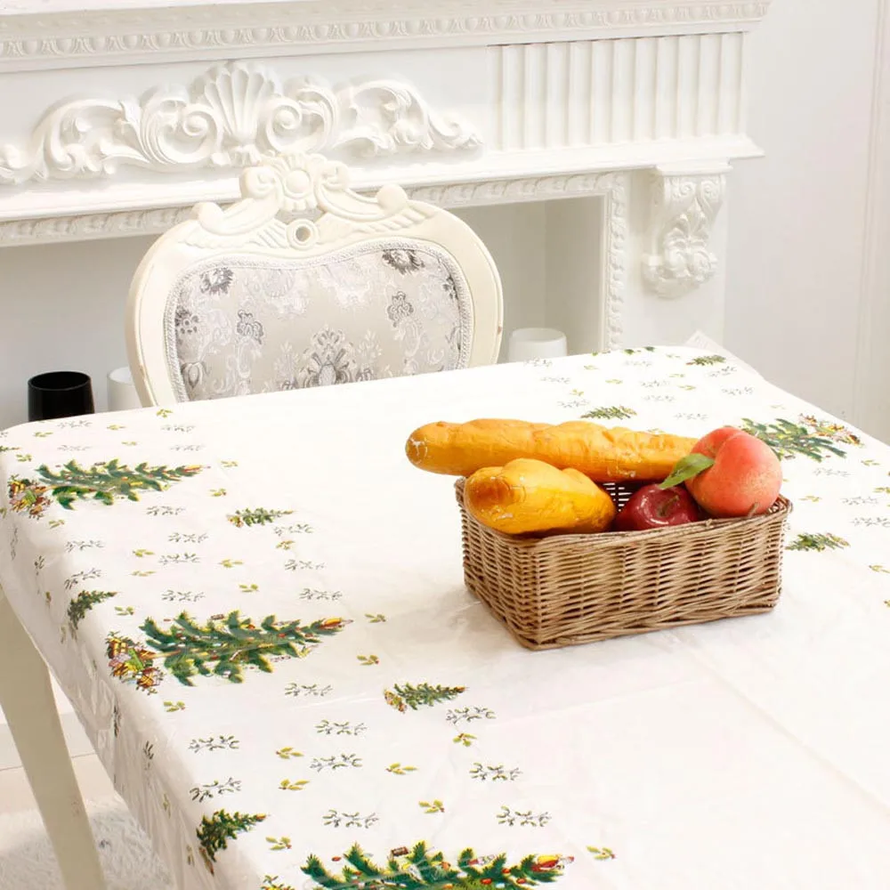 Одноразовая Рождественская скатерть из ПВХ, новогодний обеденный стол, украшения для дома, прямоугольные скатерти, 110*180 см# VE