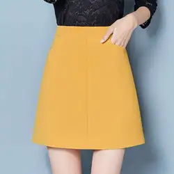 Женская весенне-летняя юбка с высокой талией простой сплошной цвет трапециевидная юбка с шортами под ним Женская E3213