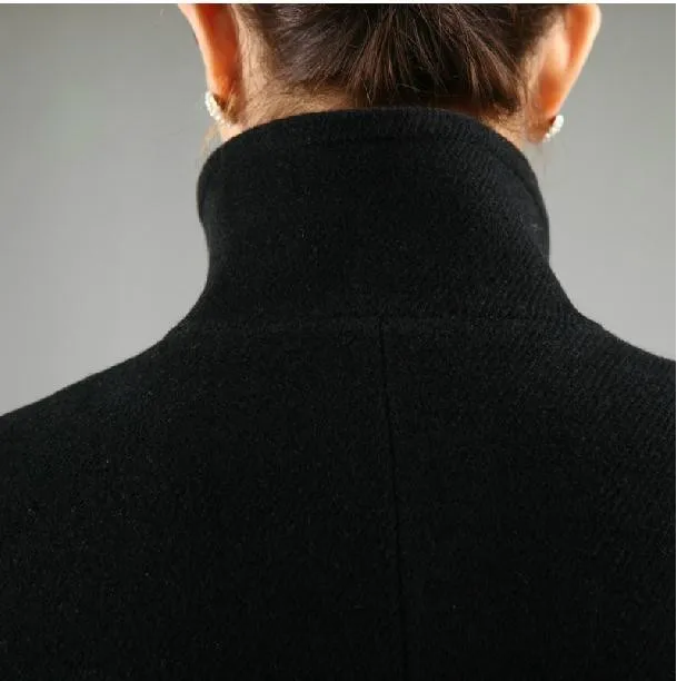 Зимняя модная кашемировая верхняя одежда размера плюс 3XL стоячий воротник длинное шерстяное пальто