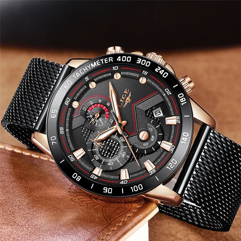 

2019 LIGE New Quartz Men Watch Business Casual Waterproof Watches Men Fashion Military Sport Watch Chronograph Relogio Masculino