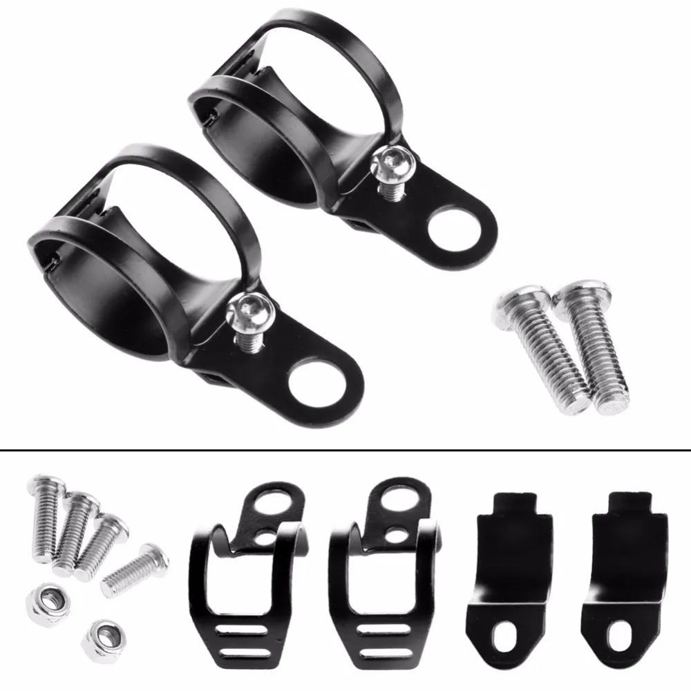 

2Pcs Black Fork Ear Clamp Motorcycle Turn Signal Light Mount Brackets Holder