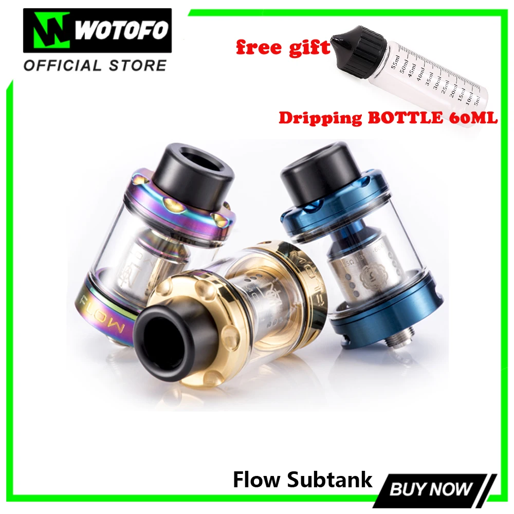 

Original Wotofo Flow Subtank 2ml 4ml 510 pin Thread electronic cigarette sub ohm tank fit for tfv8 baby coil VS conqueror rta