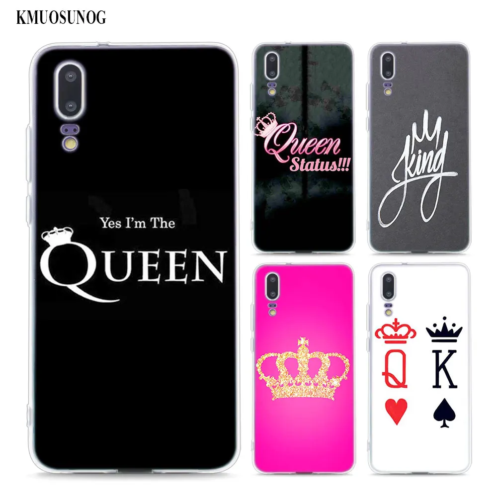 cheap Transparent Soft Silicone Phone Case King Queen princess for huawei P Smart Nova 3 3i P20 P10 P9 P8 Lite 2017 Pro Plus