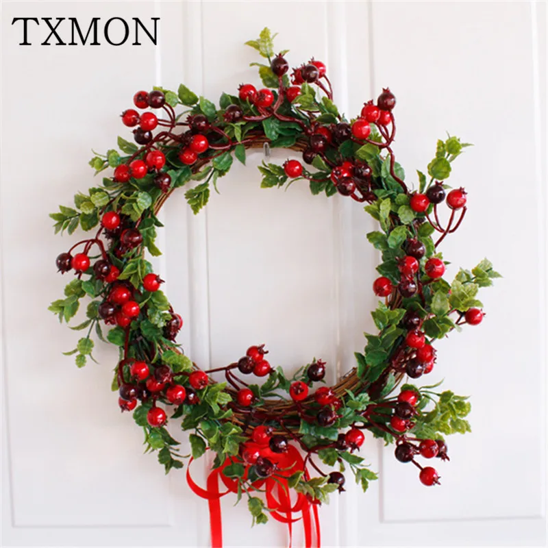 

Artificial Flower Berry Wreath Door Ornaments Simulation Fruit Wreath Christmas New Year Holiday Wreath Wall Decorations