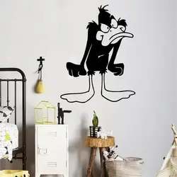 Даффи Дак настенные мультфильмы Графика Стикеры домашнего интерьера наклейки посудой Наклейки стены Детская Комната Таблички