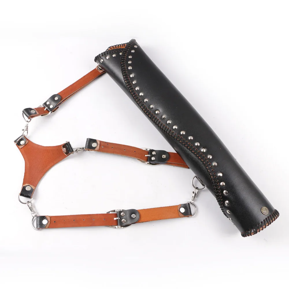 

Archery 22" Arrow Quiver/Holder for 24pcs Arrows Cow Leather Pure Handmade Back-Shouler Design Bow Arrow Outdoor Sports