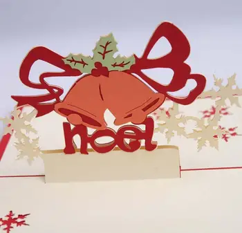 

10pcs 3D Creative Christmas Bells Handmade Kirigami Origami Christmas Day's Greeding Card Postcard