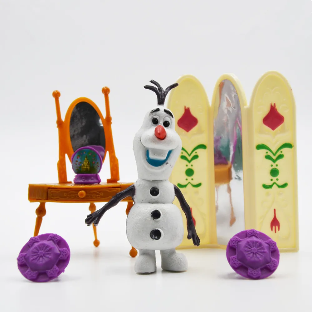 Disney 11pcs/Lot Frozen Princess Anna Elsa Olaf Figures Doll Toys Model Action Figure Set with Magic Clip Dress Girl Gift