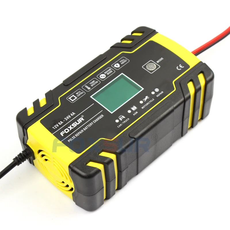 Comprar Cargador de batería inteligente FOXSUR 12V 24 V, cargador de baterías húmedas de GEL AGM EFB de plomo y ácido para coche, entrada de CA de 100 240V