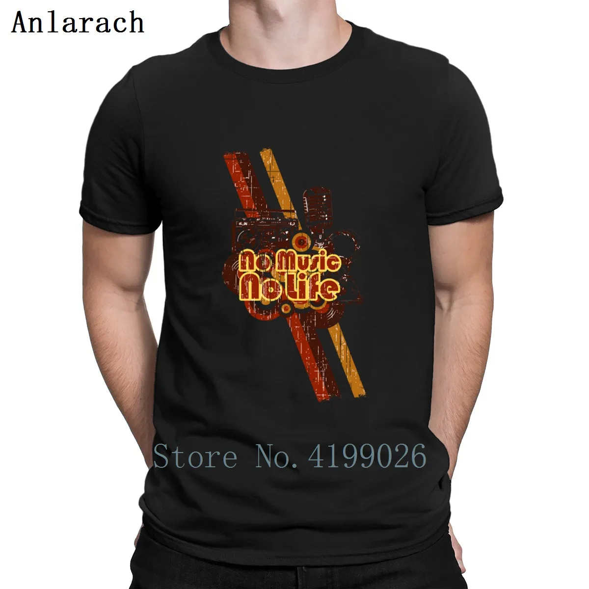 cheap Karaoke King No Music No Life T Shirt Euro Size Crazy Letters Classic Mens T Shirts Trendy Hip Hop Spring 2019 Custom Novelty