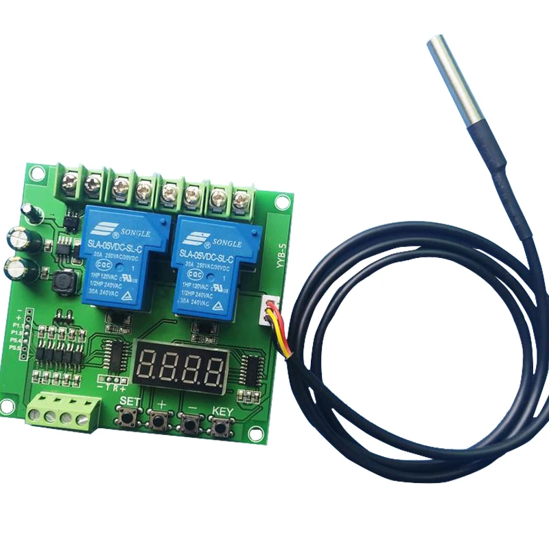 

Temperature control two / dual relay switch module DS18B20 temperature control motor positive and negative 12/24 v