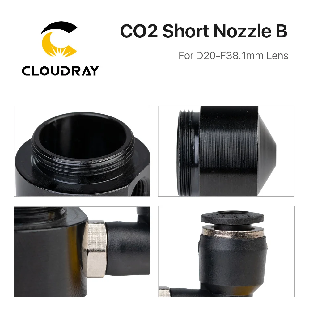 Воздушная насадка Cloudray N02 для диа. 20 FL38.1 объектив СО2 короткая насадка B с фитингом для лазерной головки на СО2 станок для лазерной резки