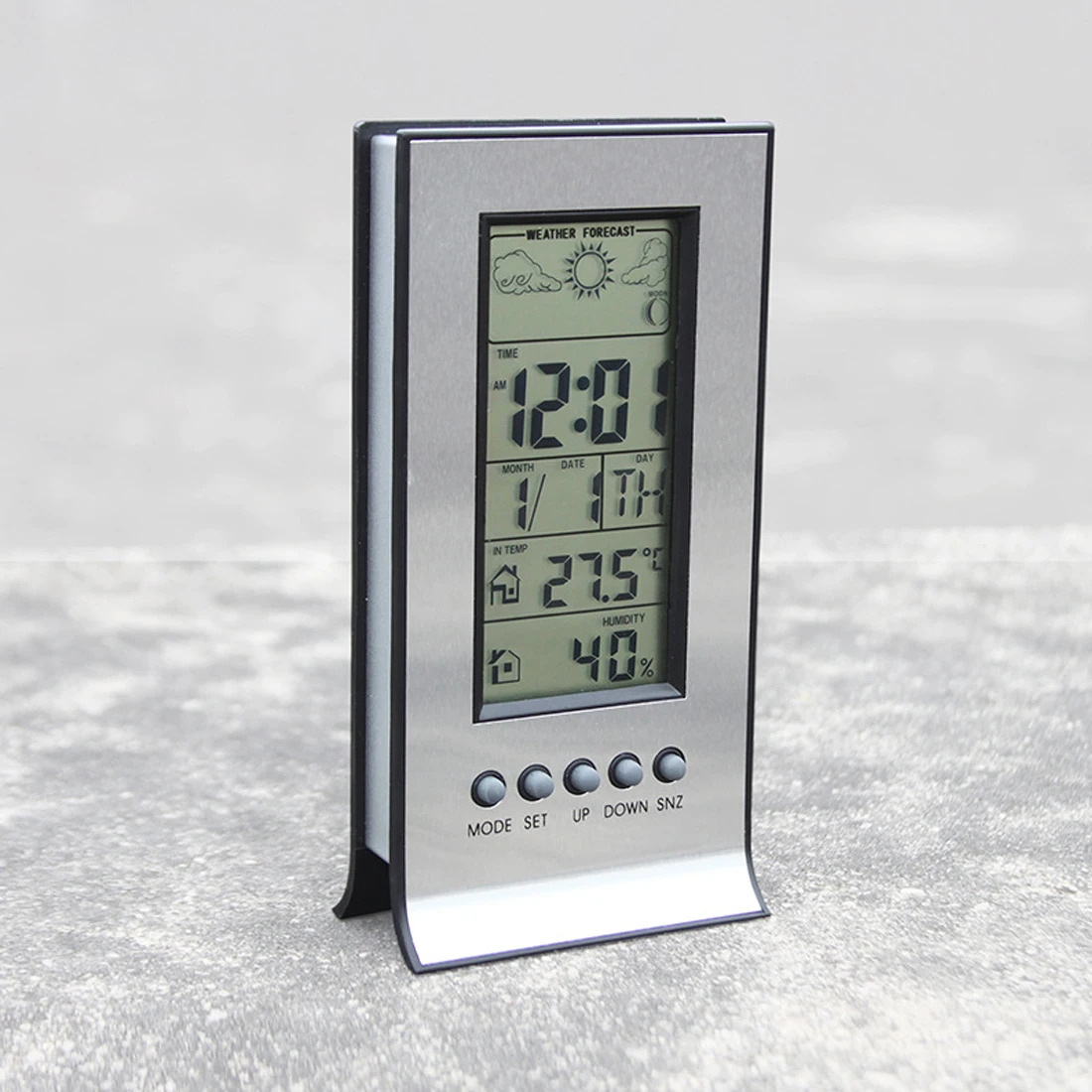 

Weather Station LCD Temperature and Humidity Meter Electronic Alarm Clock Calendar Home Temperature Monitor Desktop