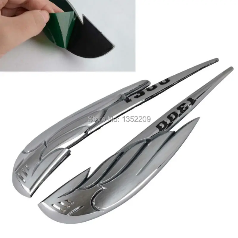 

Motorcycle 2x Fuel Gas Tank Emblem Badge Chrome Decals Sticker Fits For Honda VTX1300 1300T