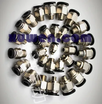 

High quality 25pcs PC4-01 4mm to 1/8" Pneumatic Connectors male straight one-touch fittings BSPT
