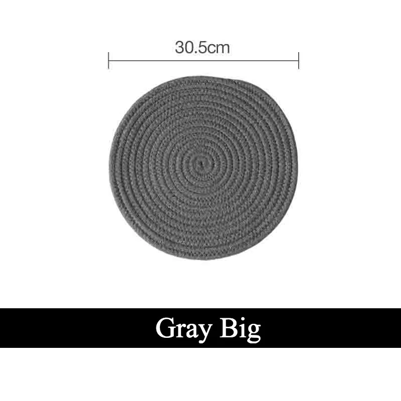 Подставки под столовые приборы, кухонные коврики для стола, хлопковые льняные вязаные коврики для чаши, Изоляционные Коврики, круглые салфетки ручной работы - Цвет: Cotton 30cm