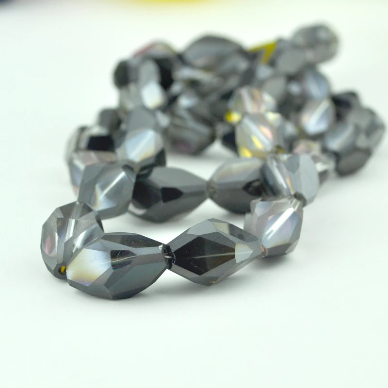 Cheap Price !! Faceted Crystal Beads Wholesale Dark Gray Glass 10*15mm