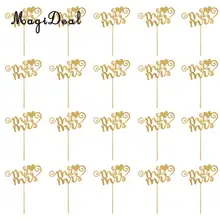Maagideal 20x papel brilho mr & mrs coração bolo cupcake topper picaretas casamento noivado cerimônias decoração ouro/prata