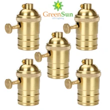 GreenSun 5 шт. Золотой E26/E27 ламповый патрон держатель лампы edison промышленная лампа Подвесные светильники баз ручка переключателя