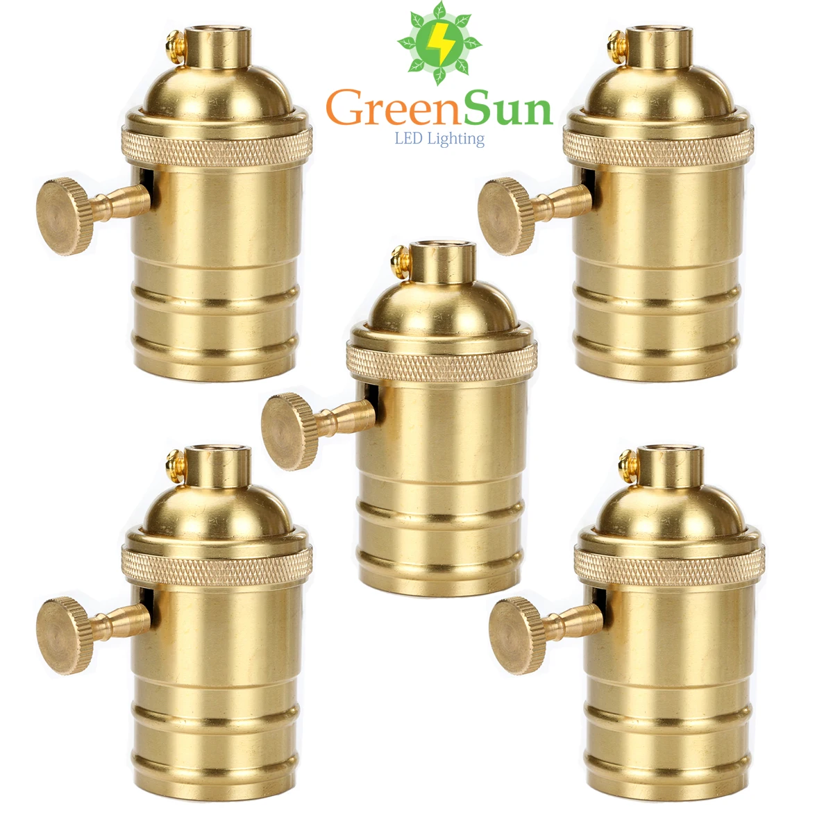 Патрон лампы GreenSun 5 шт. золотой E26/E27 держатель edison промышленная лампочка кулоны