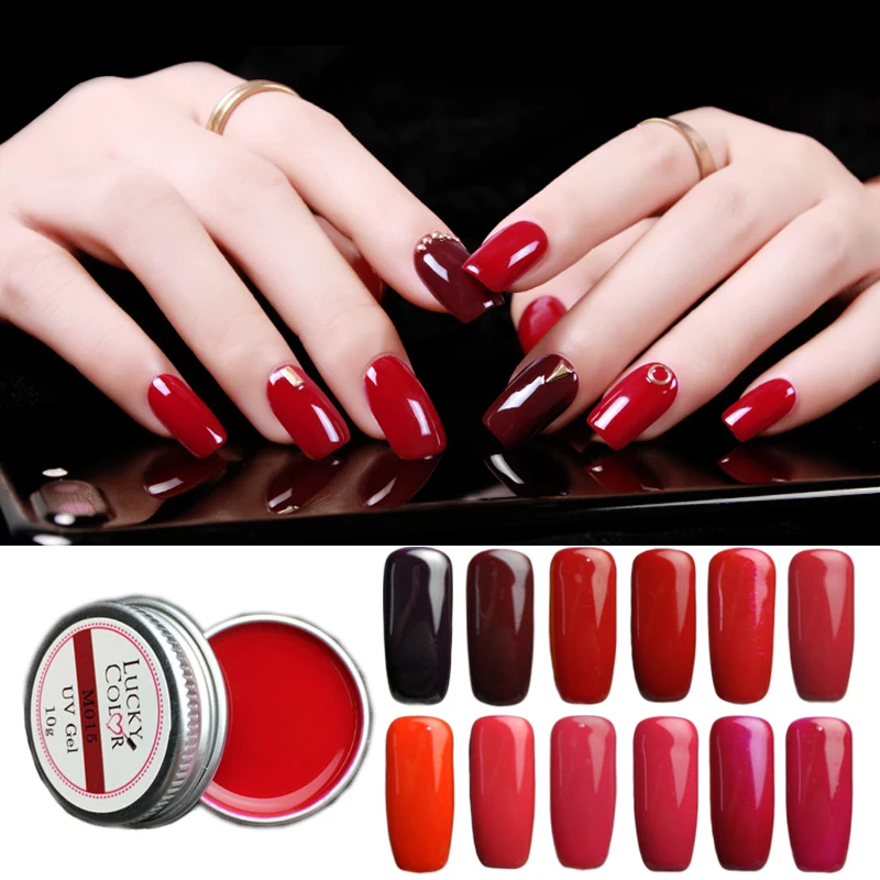 

Red Gel Varnish For UV Nail Polish Art Long Lasting Lacquer Without Brush Soak Off LED Manicure Beauty 10g Box