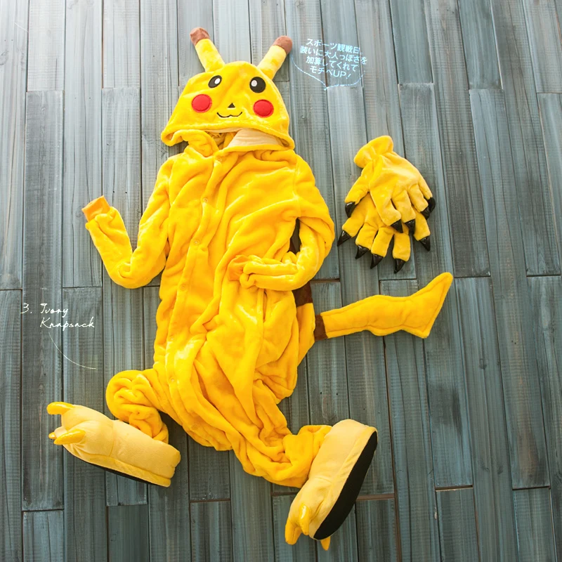 Smile Primark Yellow Pikachu Adult Animal Onesies Footed Pajamas,adult plus size onesie,albornoz