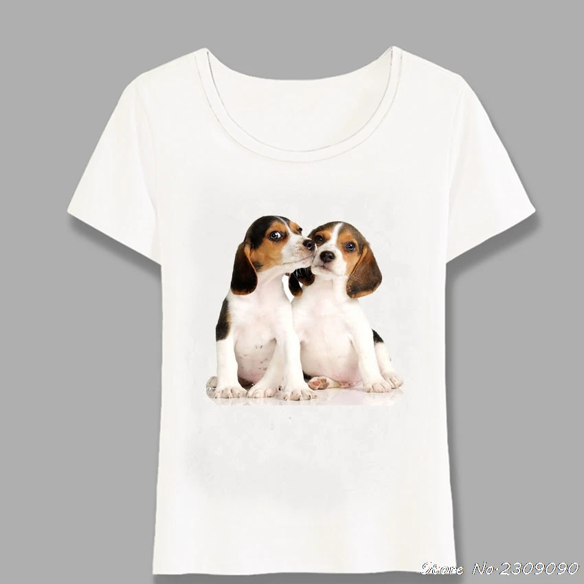 

Lovely Puppies Beagles Print T-Shirt Summer Fashion Women T-shirt Funny Dog Print Casual Female Tops Woman Tees Harajuku