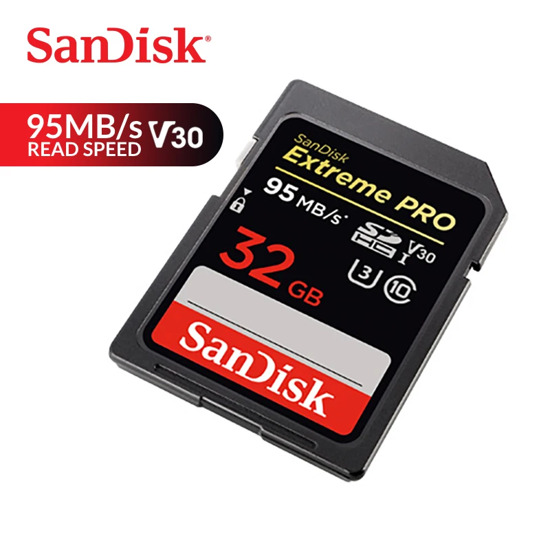 Карта памяти SanDisk Extreme Pro SDHC sd-карта 32GB 95 МБ/с. чтение 90 МБ/с. запись C10 U3 V30 UHS-I 4K для камеры(SDSDXXG-032G-ZN4IN