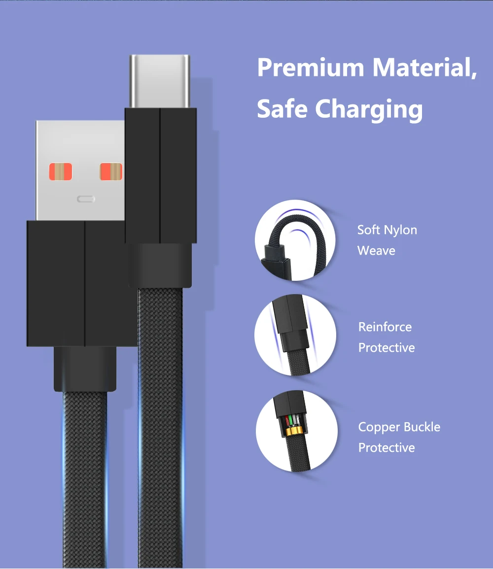 Кабель usb type-C для быстрой зарядки, 3 А, Микропровод для samsung, Xiaomi, huawei, кабель для синхронизации данных, кабель для быстрой зарядки мобильных телефонов