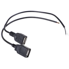 Cabo usb 2.0 feminino de plugue, conector de alimentação de 2pin e 4pin, carregamento preto, linha de dados, 1 peça peças do diy