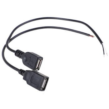 

1pc 26cm 30cm USB 2.0 Female Plug Jack Power Cable 2Pin 4Pin Black Charging Data Line Connector DIY Parts