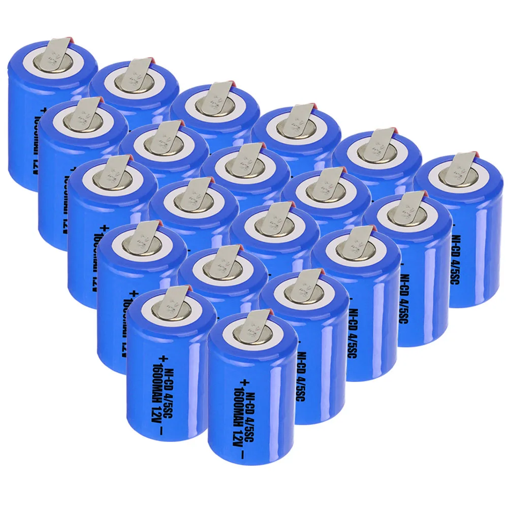 20 шт 4/5SC батареи 1,2 V SUBC батареи перезаряжаемые высокого Слива 1600 mah с вкладками цвет случайный