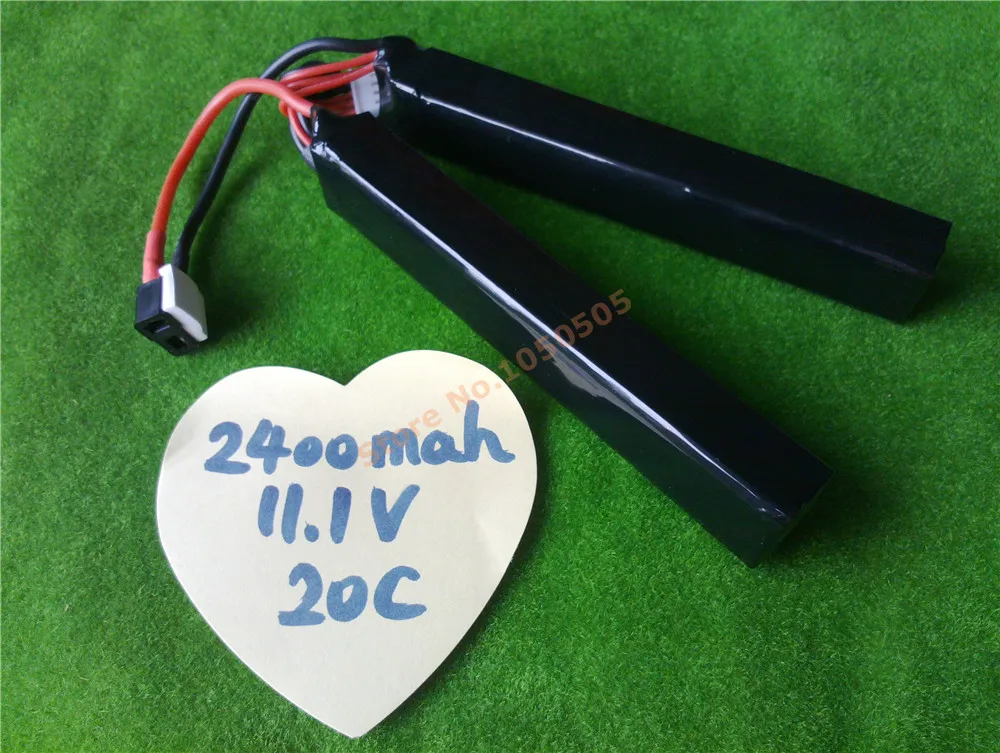 10pcs/lot 2400MAH 11.1V 20C Lipo AEG airsoft battery AKKU Mini Airsoft