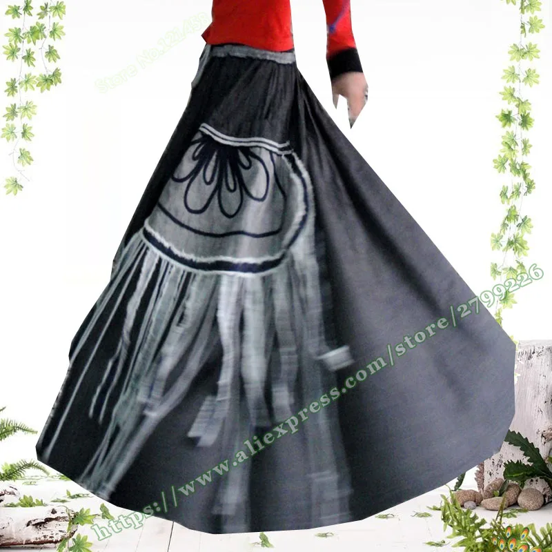 

2019 Spring and Autumn Designer Dray Tassel Patter Denim Retro Vintage Wrap female skirt Designs / Casual Jeans Skirts Womens