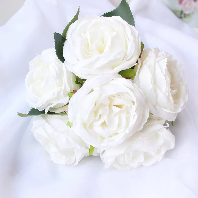 artificial flowers peony bouquet wedding silk roses  (24)