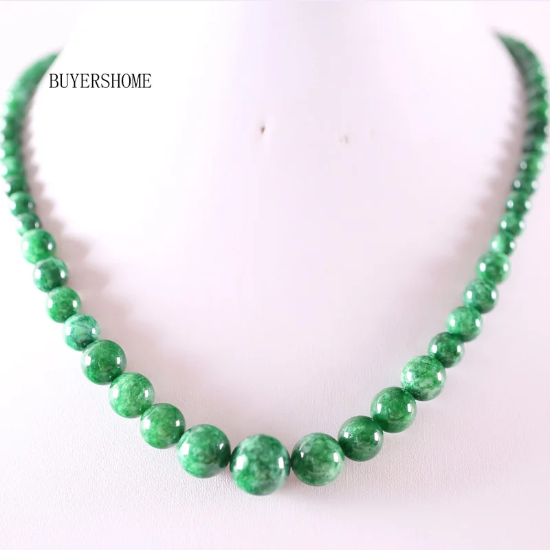 Handmde женские ювелирные изделия 6-14 мм натуральные камни круглые бусины зелёные малахитовые Howlite фарфоровое ожерелье из содалита 1" 1 шт RE009-103 - Окраска металла: Green Jade