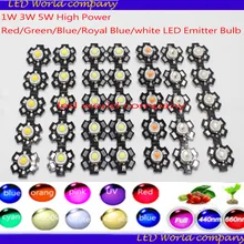 1 Вт 3 Вт 5 Вт Высокая мощность красный/зеленый/синий/королевский синий/белый/холодный белый/uv/full spectru светодиодный излучатель лампы+ 20 мм Звезда PCB