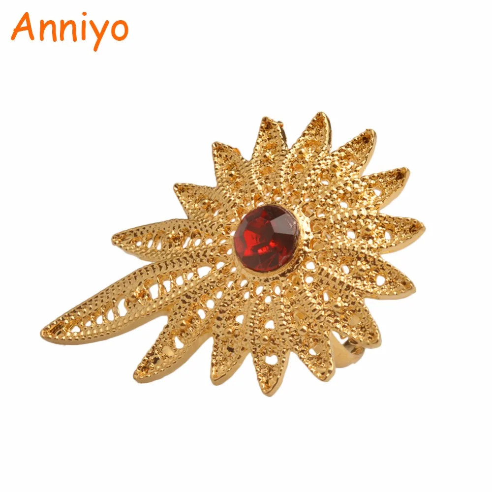 

Anniyo Ethiopian Resizable Ring Jewelry Gold Color Habesha African Gifts for Women #L0001