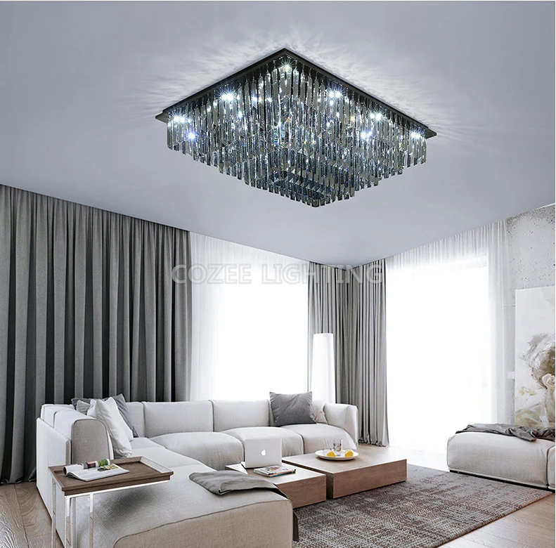 

Modern Smoky Crystal Ceiling Light Remote Control LED Ceiling Lighting Fixture Cristal Lamp Living Dining Room Home Lighting