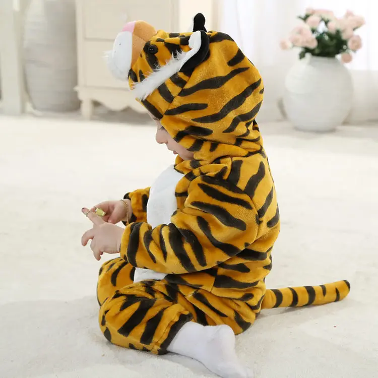 Весенне-осенний тонкий комбинезон унисекс для малышей; Рождественский комбинезон; комплект одежды; желтый тигр