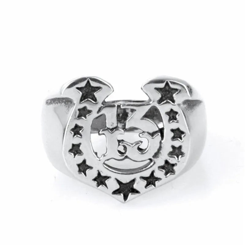 

Stainless steel jewelry Men's fashion punk 13 stars u-shaped titanium steel ring