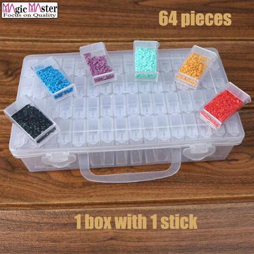 

New Plastic Diamond Painting Accessories 64pcs Bottles Container Storage Box Diamant Painting Holder Daimond painting tools Box