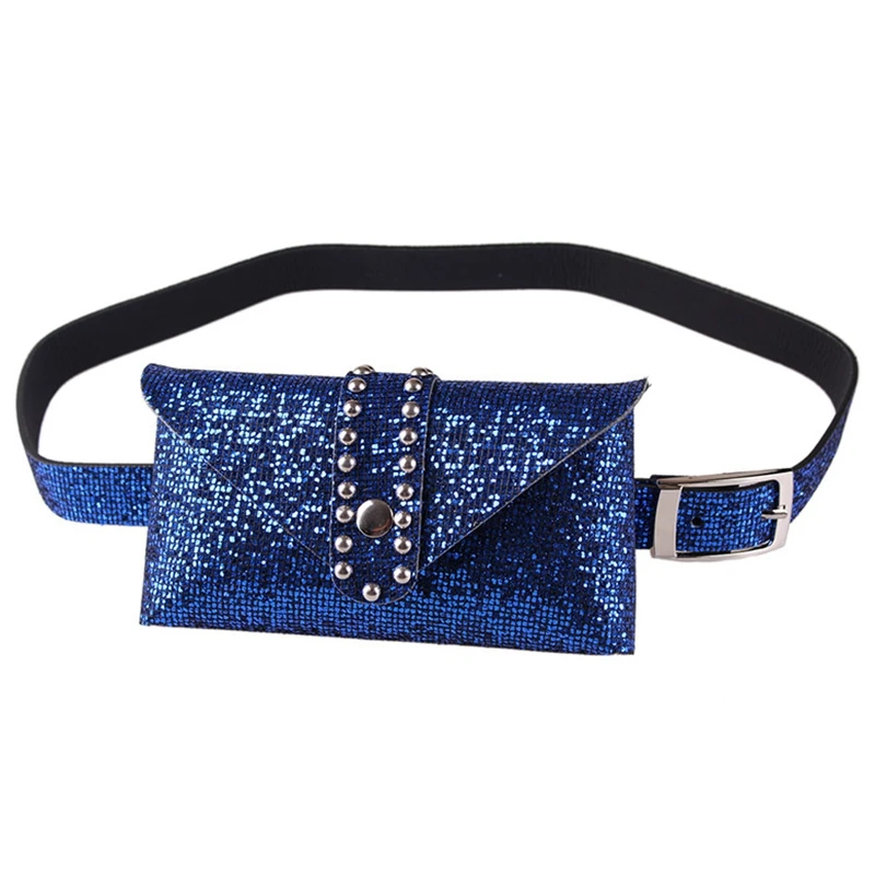 

New Women Spring And Summer Casual Fashion Sequins Metal Buckle Mobile Phone Pockets Detachable Belt