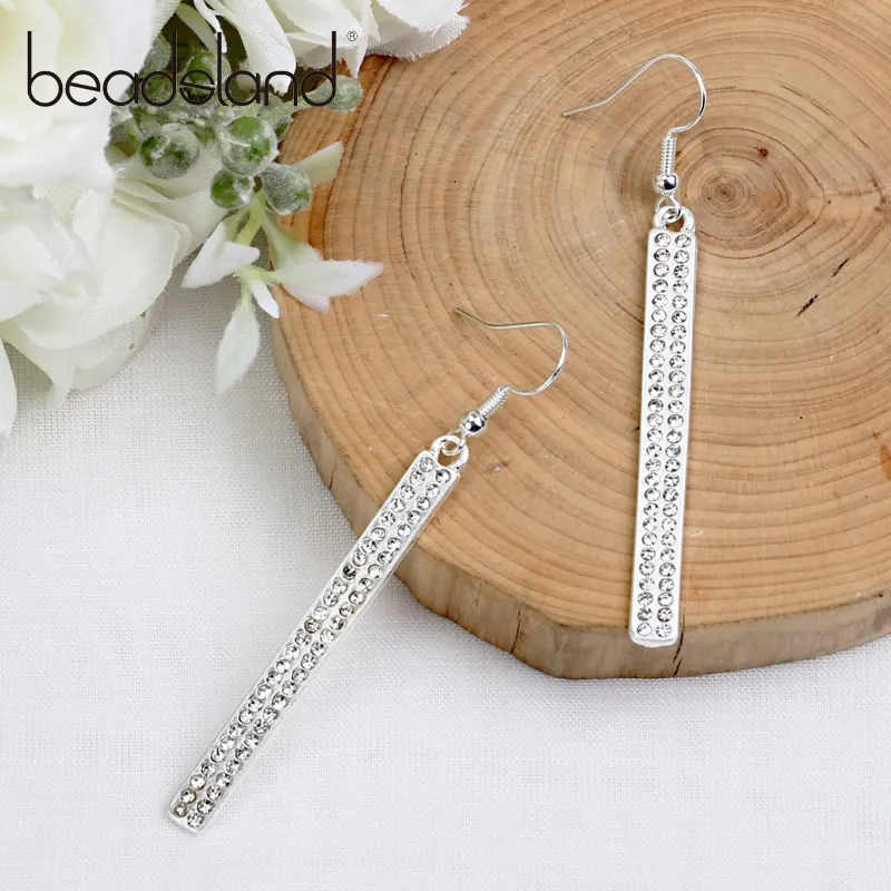 Висячие серьги Beadsland античный бронзовый песок золотой серебряный прямоугольный
