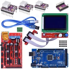 Mega 2560 R3 REV3 Board + RAMPS 1.4 Controller + 12864 LCD Display + 5pcs DRV8825 Stepper Motor Drive For Arduino 3D Printer Kit