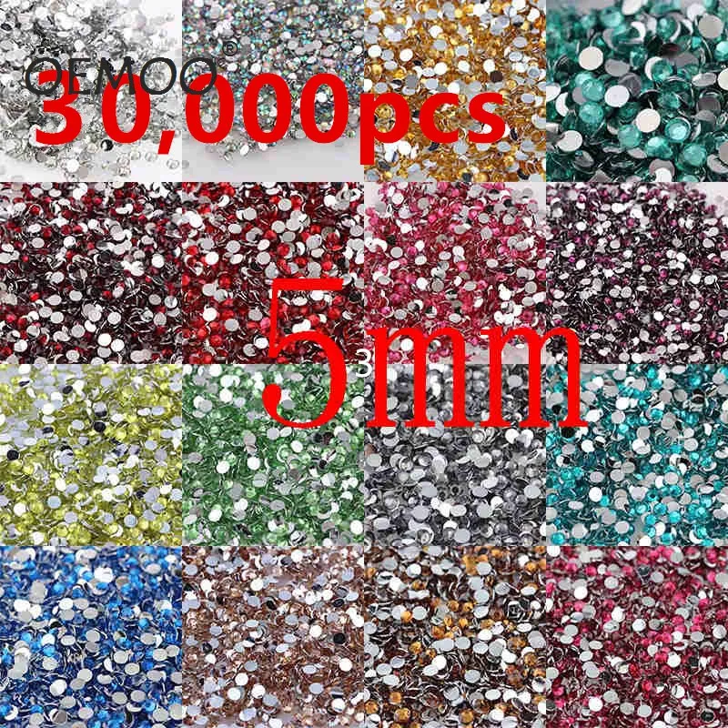 

30000pcs Round Resin Flatback 5mm Rhinestones pink rose bule black clear purple green gold For DIY Nail Art Jewelry Decorations