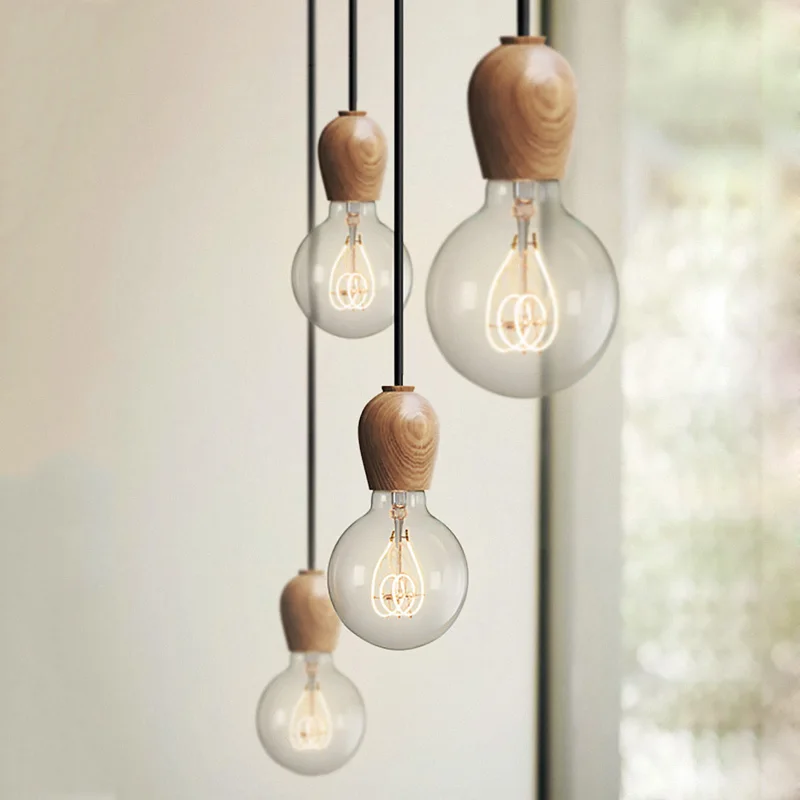 Modern Hanging Wood Pendant Light Simple Indoor Lighting Wooden Nordic Pendant Lamp Restaurant Bar Living Bedroom Lighting  (11)